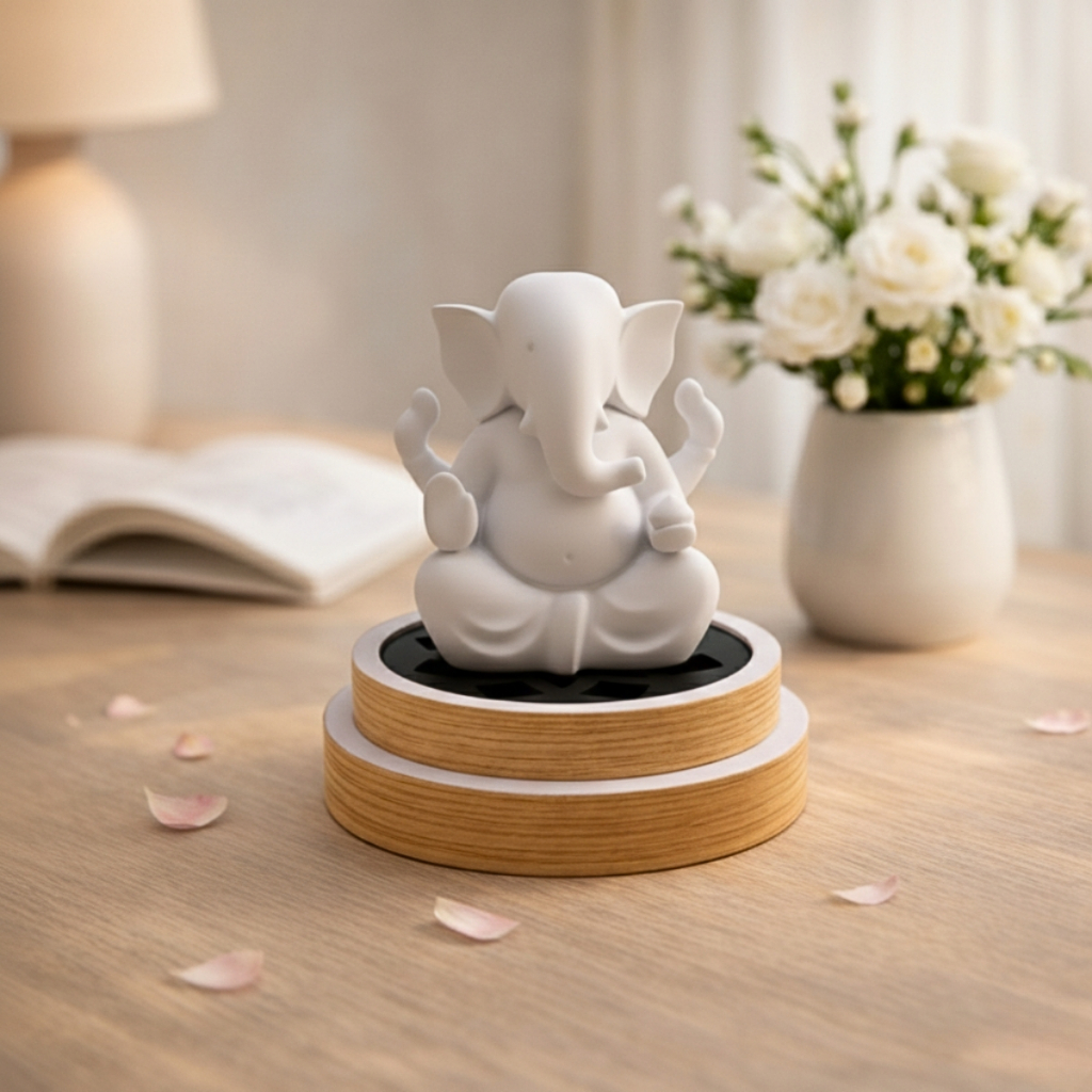 ฐานวางพระมินิ ใต้ฐานสามารถใส่แผ่นซับน้ำหอมได้ เพิ่มกลิ่นเ เพิ่มความสมบูรณ์ในการบูชา หิ้งพระโต๊ะทำงาน PWF553