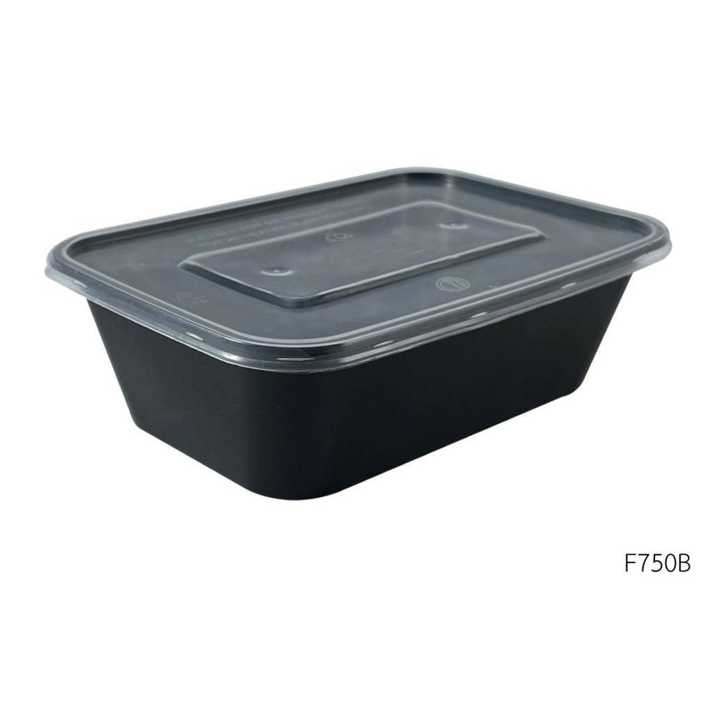 กล่องใส่อาหาร แบบเหลี่ยมดำ รุ่น 750 (750 ml.) #กล่องบรรจุภัณฑ์