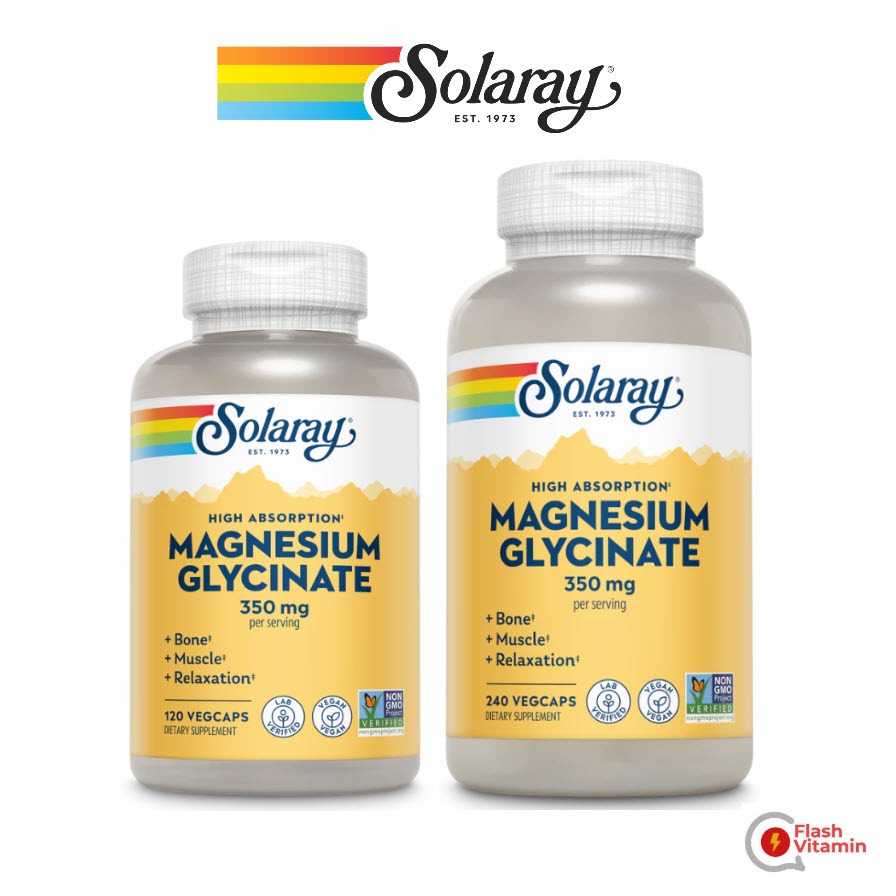 <พร้อมส่ง> Solaray, High Absorption Magnesium Glycinate, 350 mg, 120 / 240 แคปซูล  แมกนีเซียม ไกลซิเนต