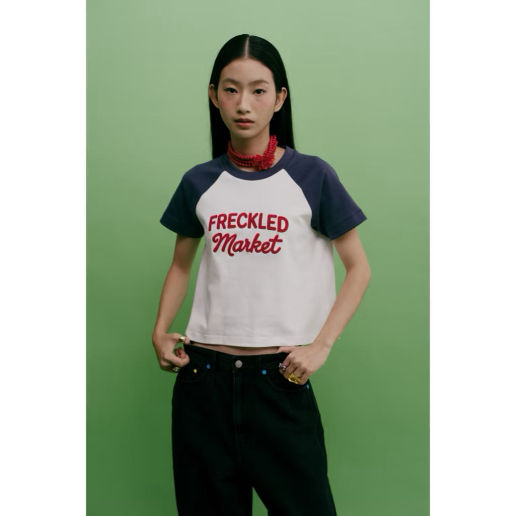 Used once - The Freckled Market - FKM Raglan Short Sleeve T-Shirt เสื้อยืด (สี Lot ใหม่)