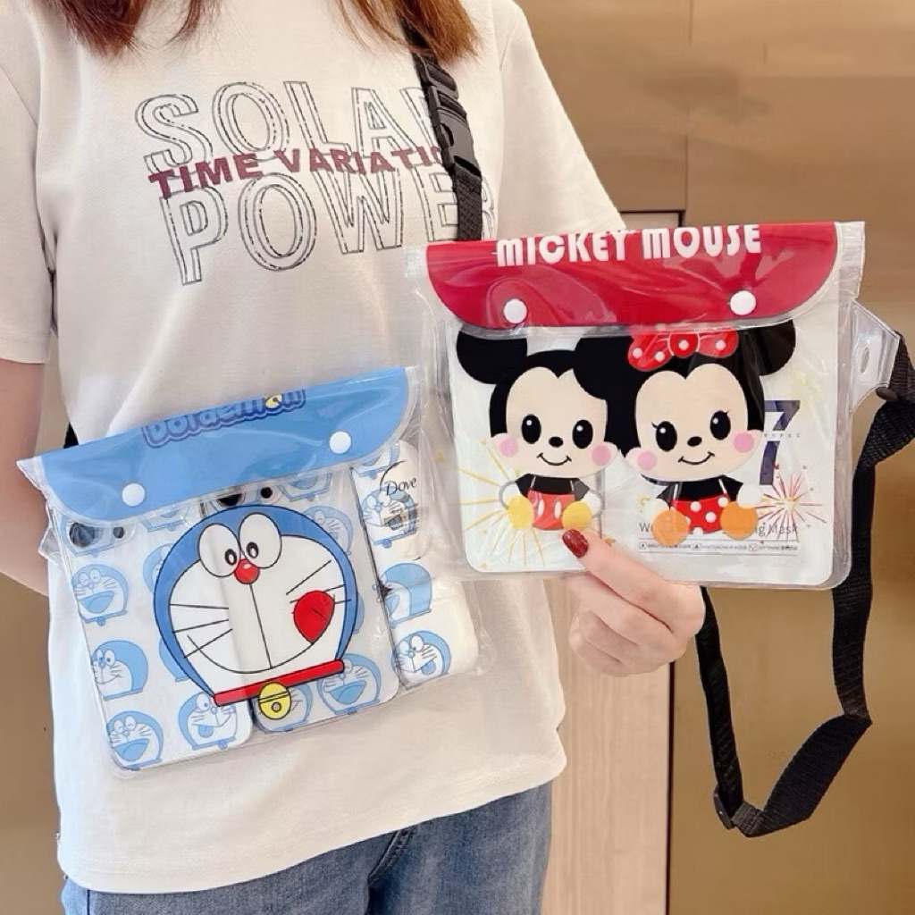 พร้อมส่ง ซองกันน้ํา กระเป๋ากันน้ำ ลายการ์ตูน waterproof bag โดราเอมอน Kitty มิกกี้เม้าคู่