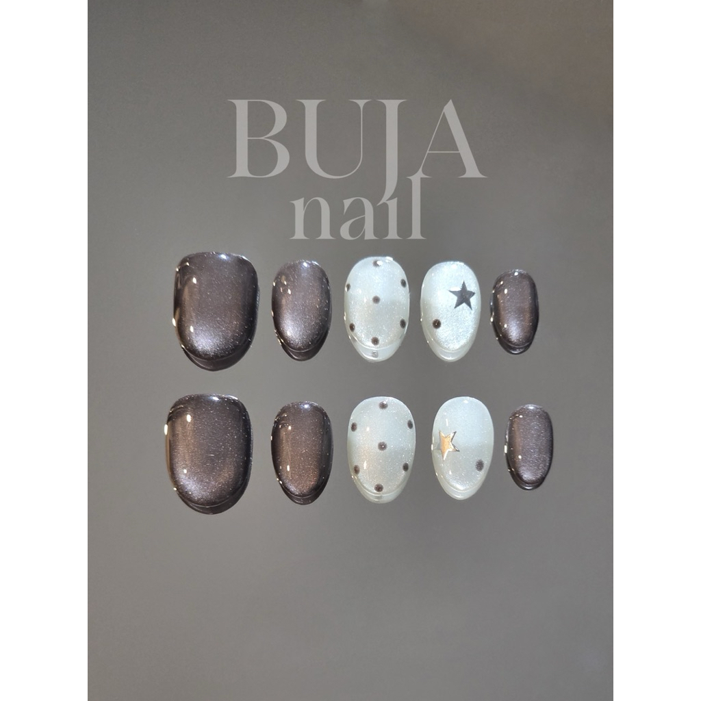 Deep brown in the sky ⭐️ พร้อมส่ง เล็บปลอยCateyeลูกแก้วสีน้ำตาลขาวสุดน่ารัก เนี่ยมันล฿กแก้วทั้งงานเลยหรอเบ้บบบ