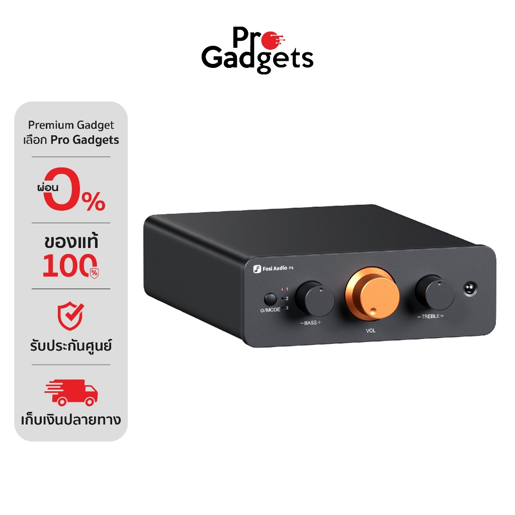 Fosi Audio P4 With 3 RCA Inputs, EQ/Bypass Amplifier Black เครื่องขยายเสียง