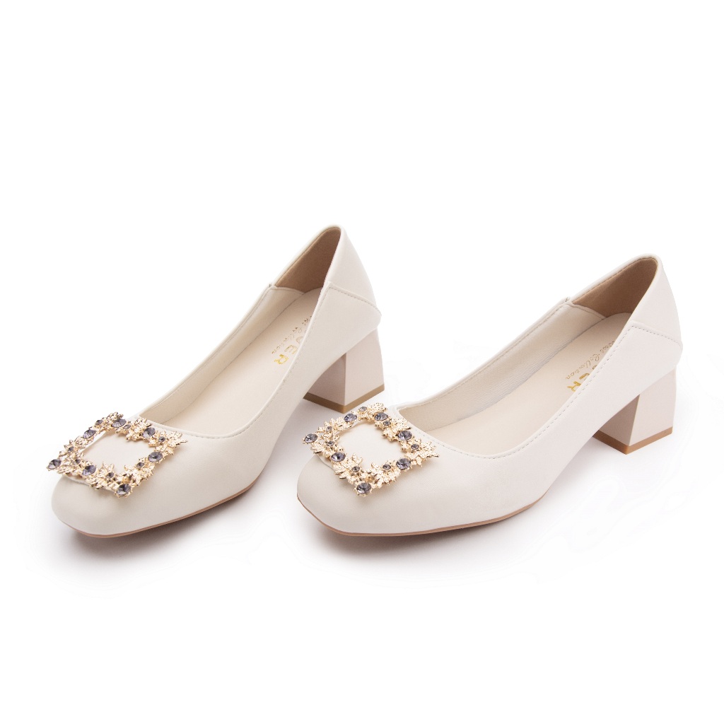 LADYSF รองเท้าส้นสูงผู้หญิงสีดำ สไตล์เกาหลี ส้นหนา เรียบหรู ใส่สบาย สำหรับงานออกงานและออฟฟิศ - รูปที่ 4