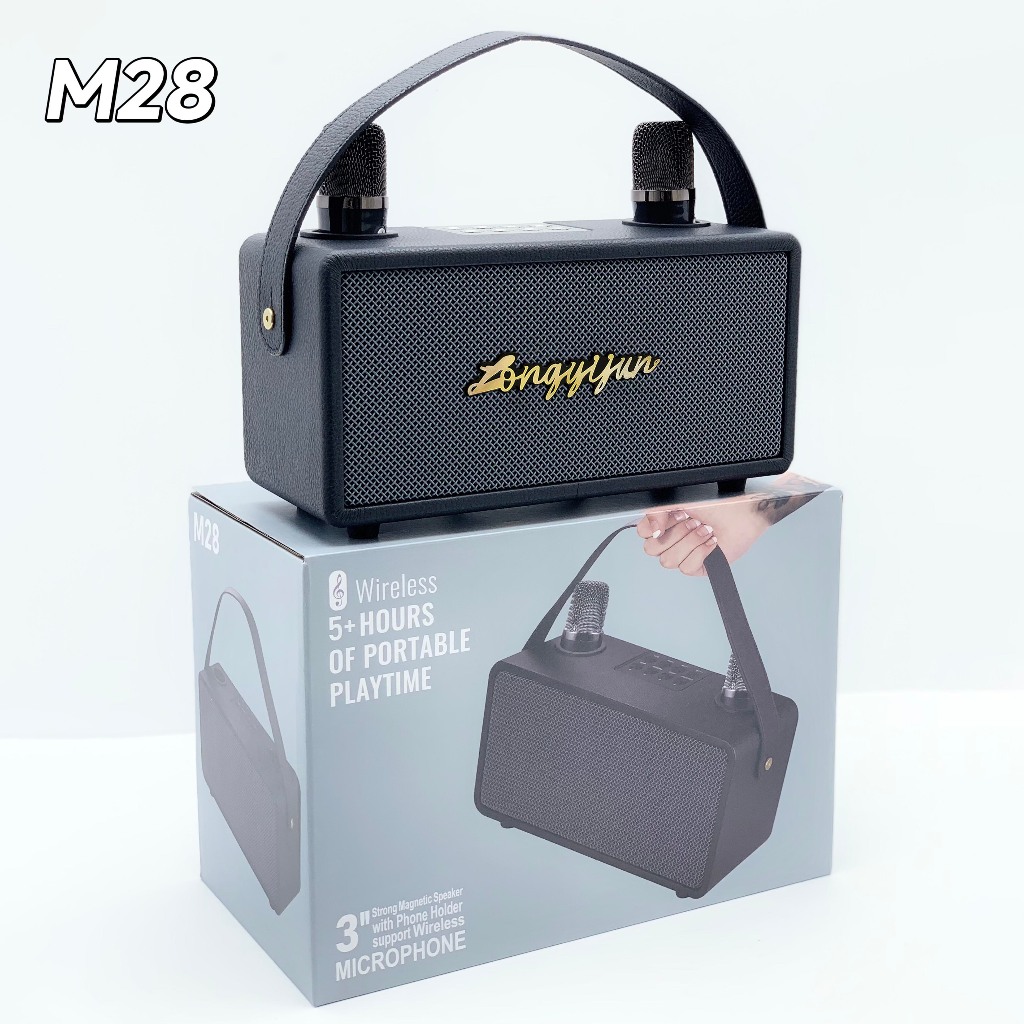 ลำโพงบลูทูธ รุ่นM28 พร้อมสายหิ้ว แถมฟรีไมค์ลอยคู่ ลำโพงไร้สาย 20 วัตต์