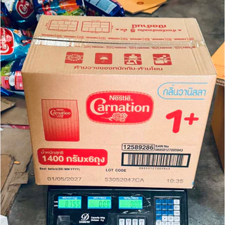 คาร์เนชัน1+/3+ สมาร์ทโก ผลิตภัณฑ์นมผง สูตร 3 รสจืด 1400กรัม (จำนวน 6ห่อ)