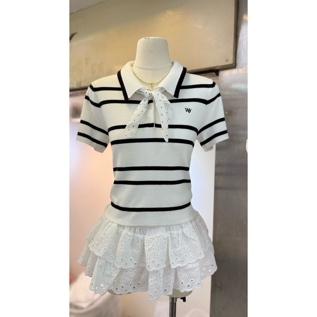 🧸WA YA🧸 เสื้อโปโลไหมพรม กระดุมหน้า #2575