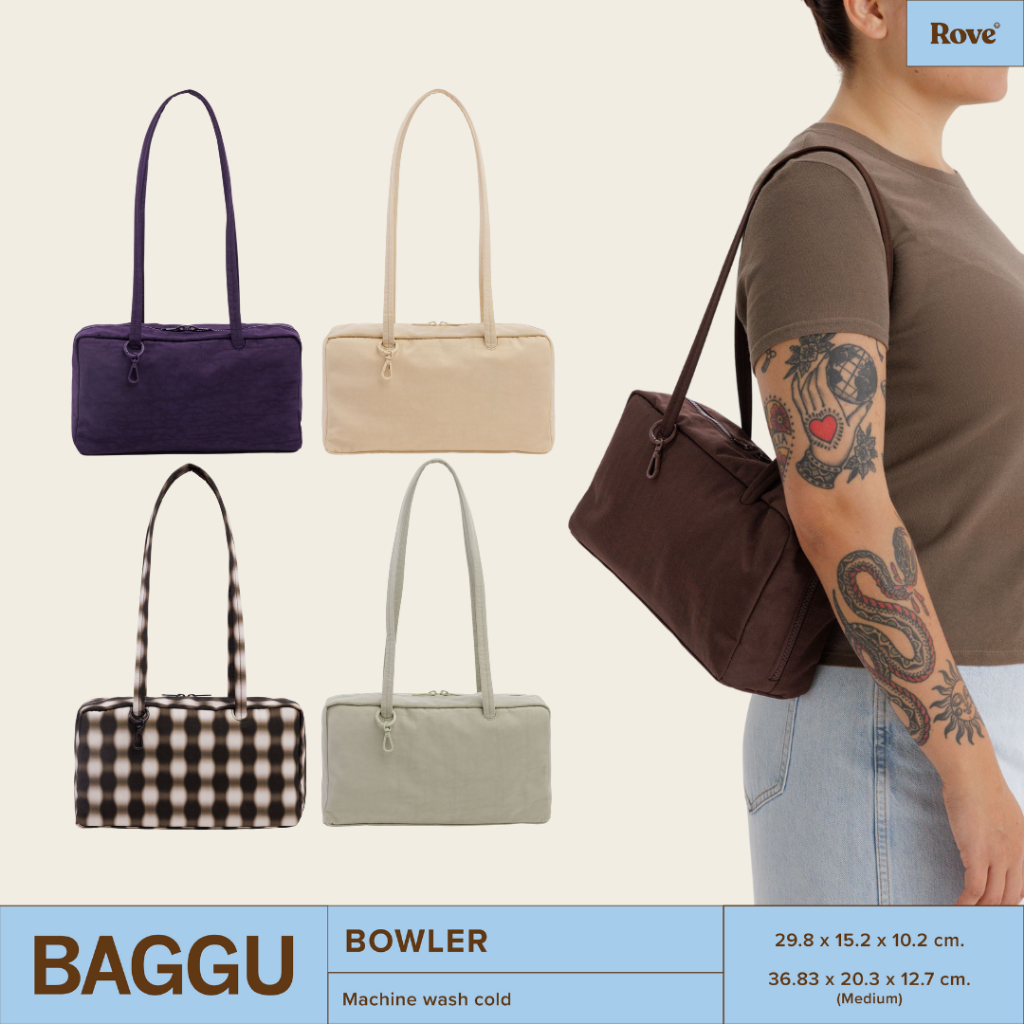(พร้อมส่ง) BAGGU Nylon Bowler / Medium Bowler Bag กระเป๋าสะพายไหล่ ขายดีมาก  ดีไซน์มินิมอล ใช้งานได้ทุกวัน น้ำหนักเบา