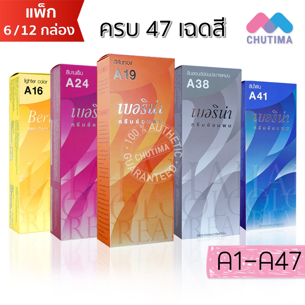 (ยกโหล 6/12 กล่อง)  เบอริน่า ครีมเปลี่ยนสีผม Berina Hair Color 60g.