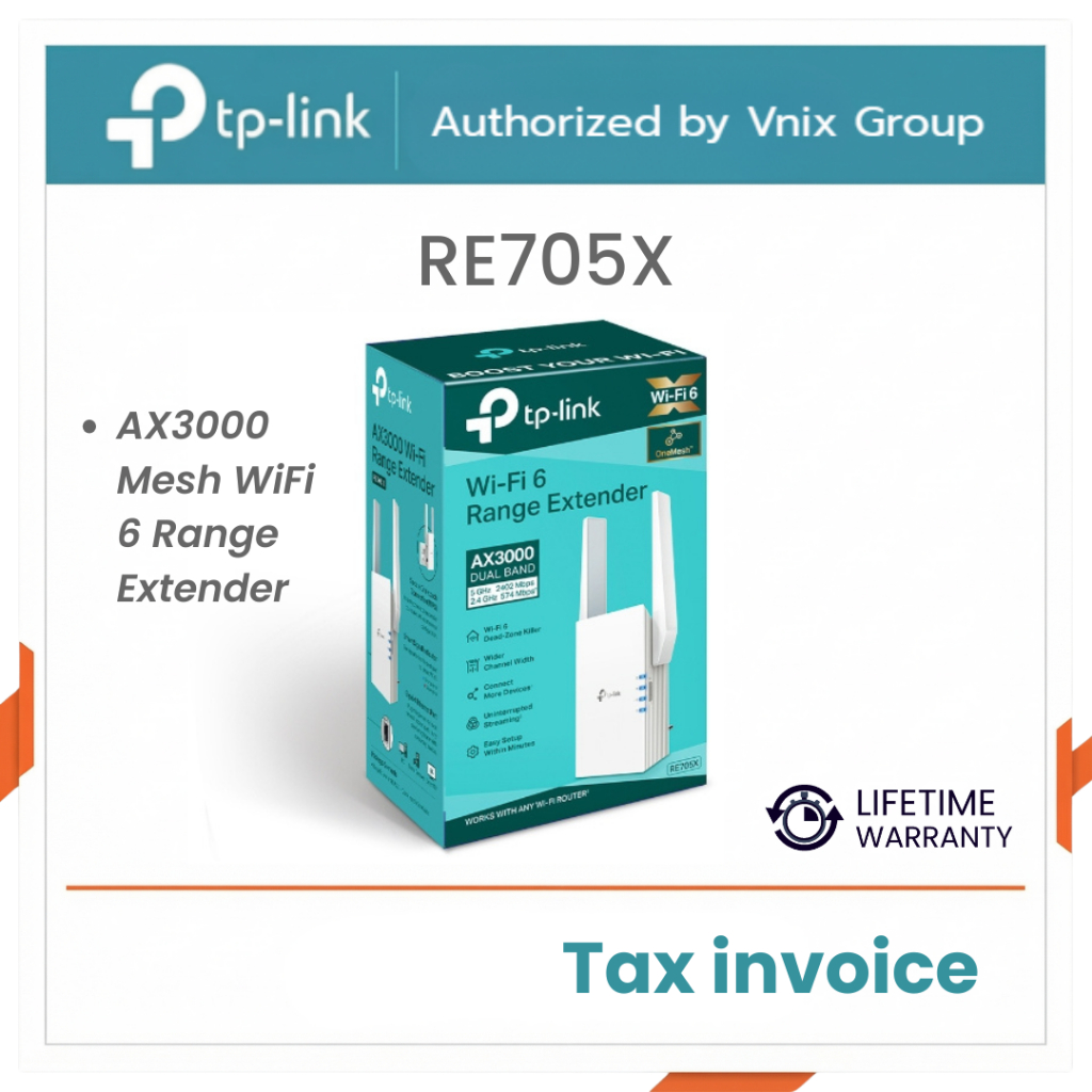 RE705X TPLINK AX3000 WiFi 6 Range Extender By Vnix Group