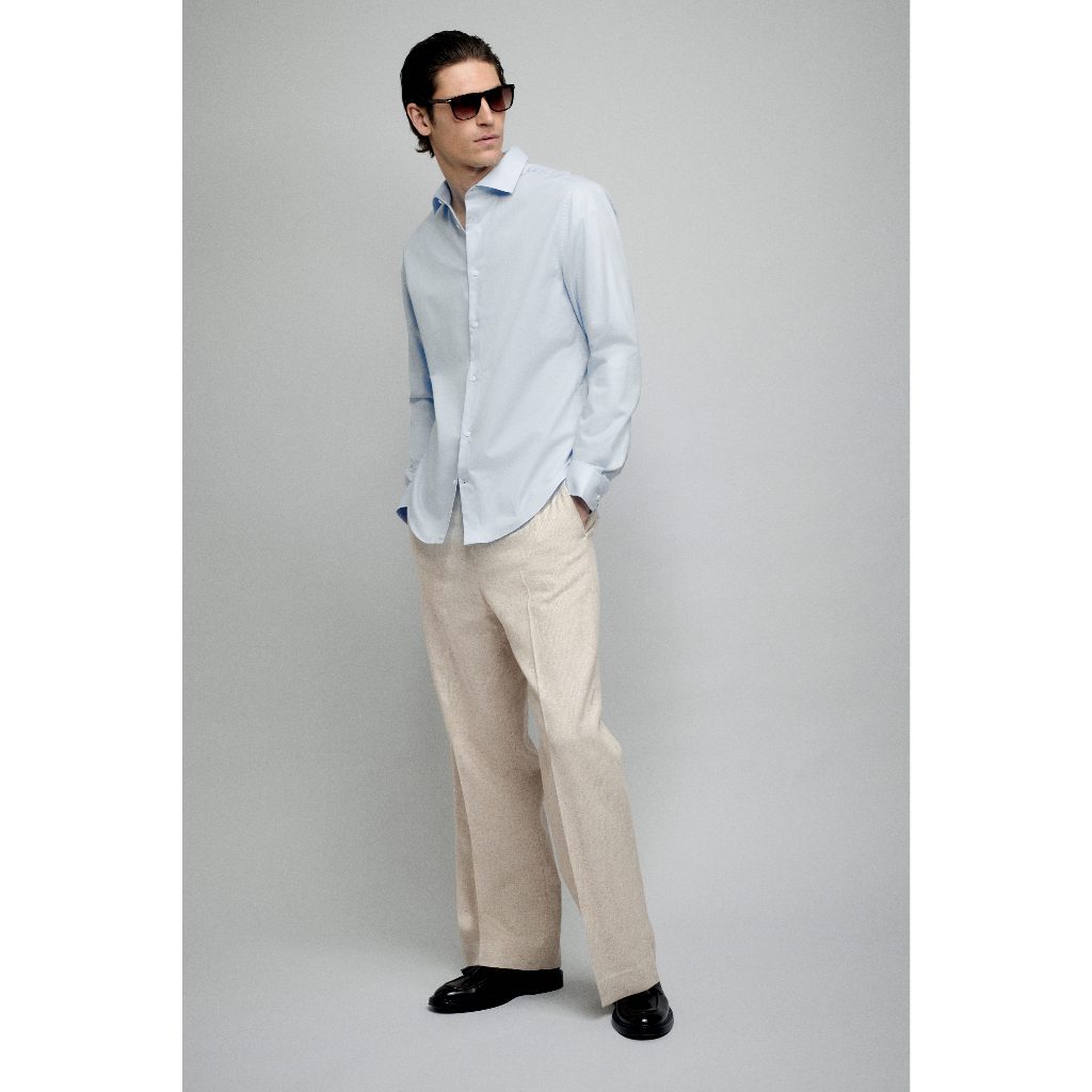 H&M(เอชแอนด์เอ็ม) เสื้อเชิ้ตผ้าคอตตอนแบบ Slim Fit ผู้ชาย 1297891_1