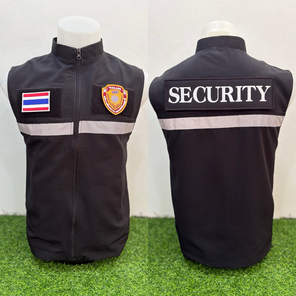 เสื้อกั๊ก  SECURITY  รปภ. พร้อมเครื่องหมายแบบติดตีนตุ๊กแก