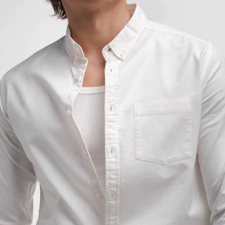 era-won เสื้อเชิ้ต ทรงปกติ Oxford Shirt แขนยาว คอปก สี Off White