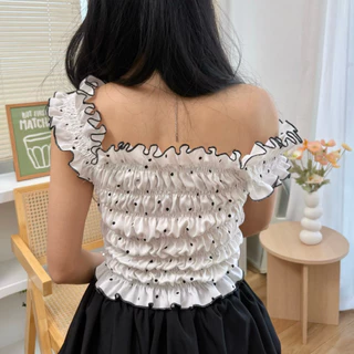 ݁ ˖Ი𐑼⋆ 𝑿𝑺-𝑿𝑳 🍑 พร้อมส่ง 16 สี ♥︎เสื้อปาดไหล่สม็อคทั้งตัว ปาดไหล่สม้อคทูโทน♥︎