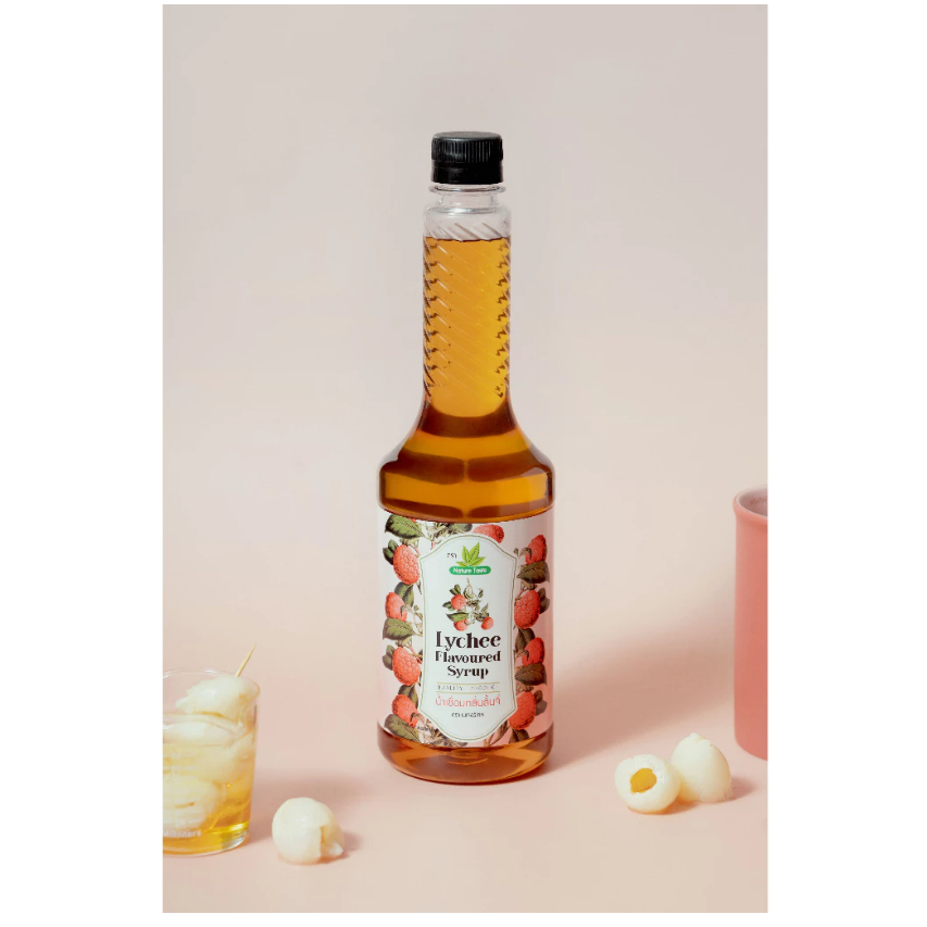 เนเจอร์เทส แบบขวด น้ำเชื่อมไซรัป ลิ้นจี่  ขนาด 750 ml.
