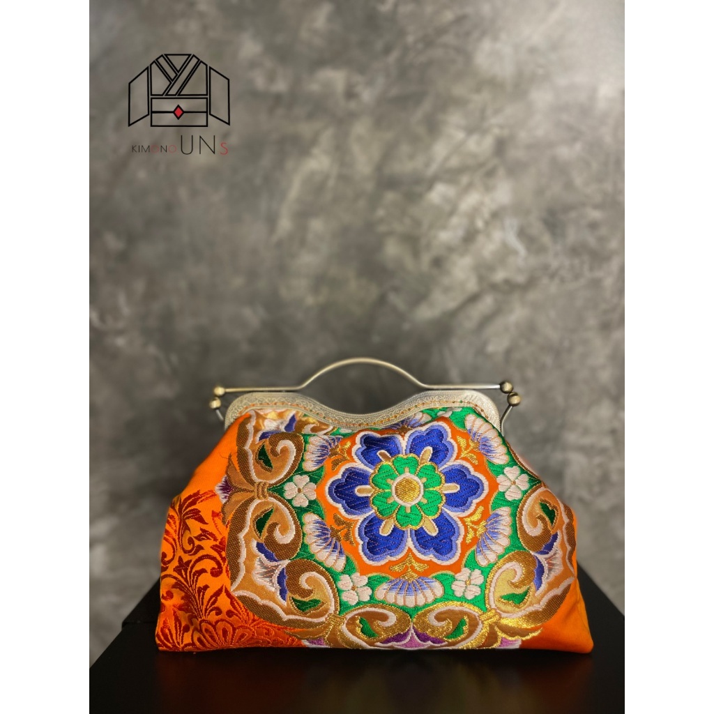 Kimono Gamaguchi Clutch Bag – HANA (Orange & Multicolor)G-017