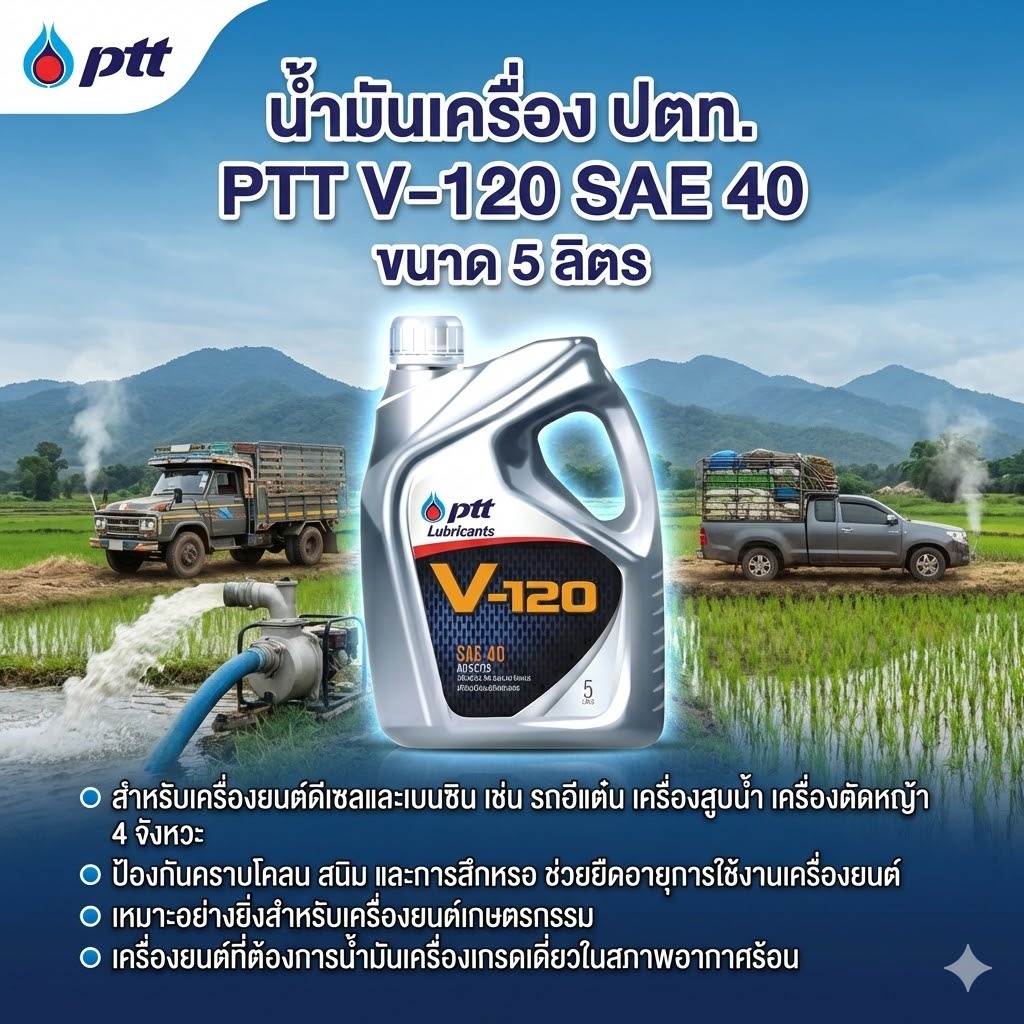 น้ำมันเครื่อง ปตท. V-120 SAE 40 [ 5 ลิตร ]