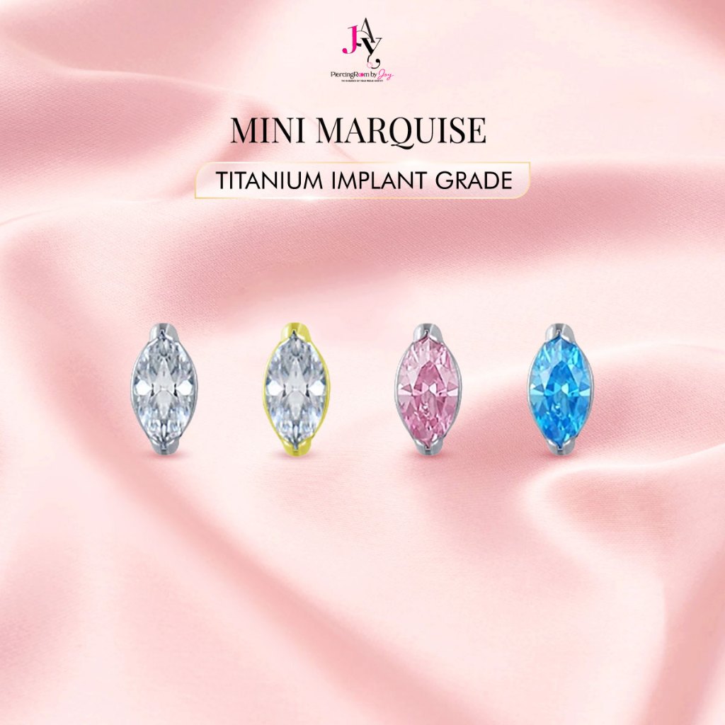 Piercingroom by Jay จิว/ต่างหู แป้นแบน สำหรับผิวแพ้ง่าย Mini Marquise Titanium เกรดการแพทย์ (ราคาต่อชิ้น)