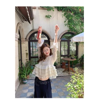 B660 | เสื้อแขนยาวลูกไม้ปักดอก ดีเทลระบาย ใส่แล้วหวานละมุน ดูแพงมาก