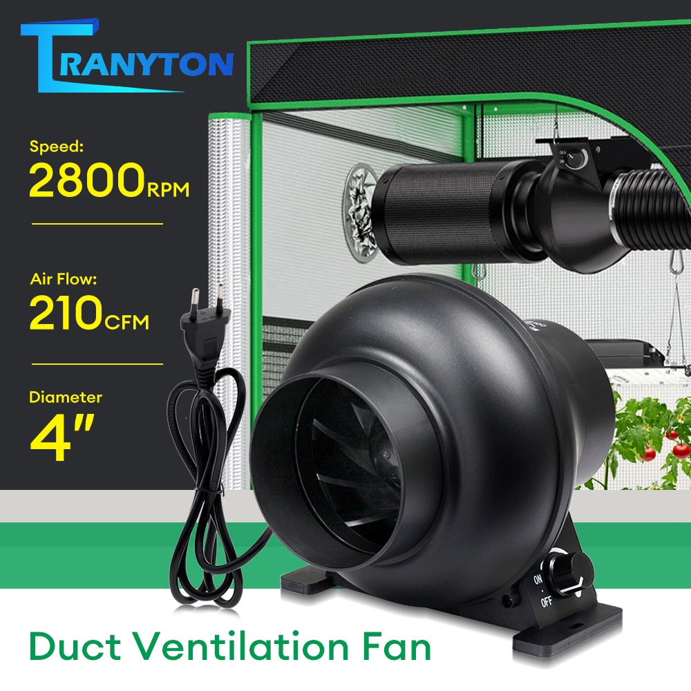 พัดลมระบายอากาศแบบท่อ EC ขนาด 4 นิ้ว 2800RPM 210CFM ไอเสียโคแอกเชียล, เสียงรบกวนต่ำ ＜28dB, การควบคุมความเร็วแบบไร้ขั้นตอ
