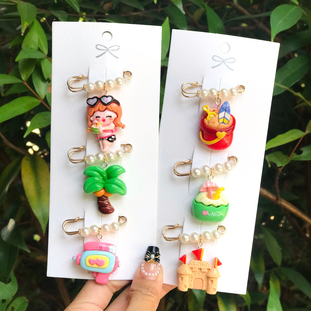 🛎A1 เข็มกลัด 3 ชิ้น ขนาด 3.8 เซนติเมตร ติดเสื้อผ้า กระเป๋า ผ้าคลุม ฮิญาบ ปรับเอวกางเกง เข็มกลัดคนท้อง สินค้าพร้อมส่ง