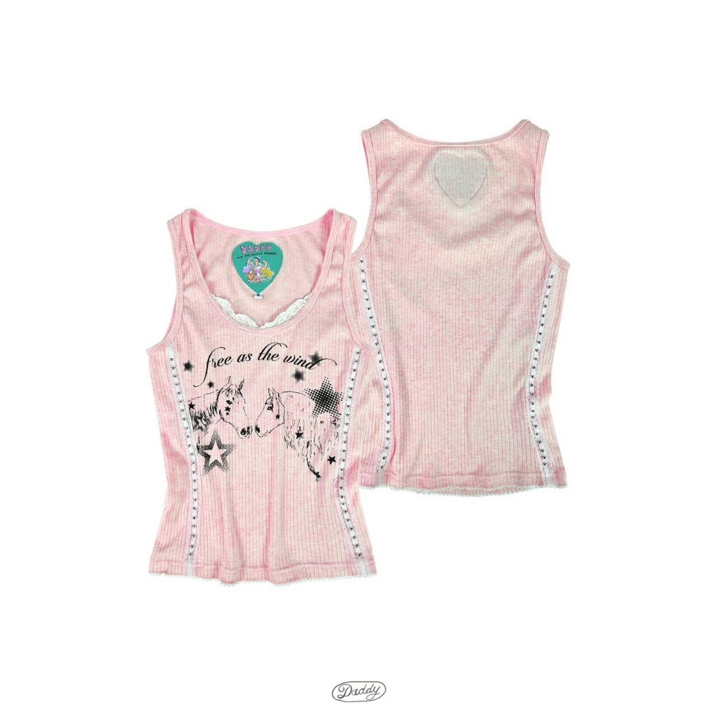 DADDY(SWC)  |  Free As The Wind Tank Top เสื้อกล้ามสีขมพู สุดน่ารัก