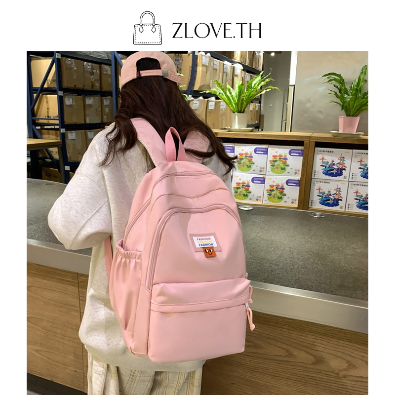ZLOVE กระเป๋าเป้สะพายหลัง กระเป๋าเป้ น่ารัก เกาหลีใต้ กันน้ำ ความจุสูง วิทยาเขตลมสีทึบสบาย วันหยุดสาวกระเป๋าเป้สะพายหลัง ราคา ถูกที่สุด ดีลบีเคเค แกลเลอรีภาพที่ 7