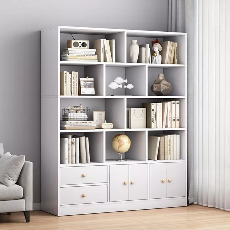ชั้นวางหนังสือ, ห้องนั่งเล่น, ตู้โชว์ของเก็บของในบ้าน, ตู้ทีวีข้างชั้นวาง,ตู้หนังสือเก็บของหลายชั้นจากพื้นจรดเพดาน thumbnail 3