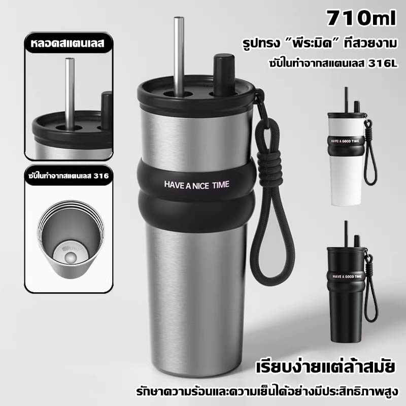 แก้วน้ำสแตนเลส 316 ความจุขนาดใหญ่ แก้วน้ำพกพาในรถยนต์