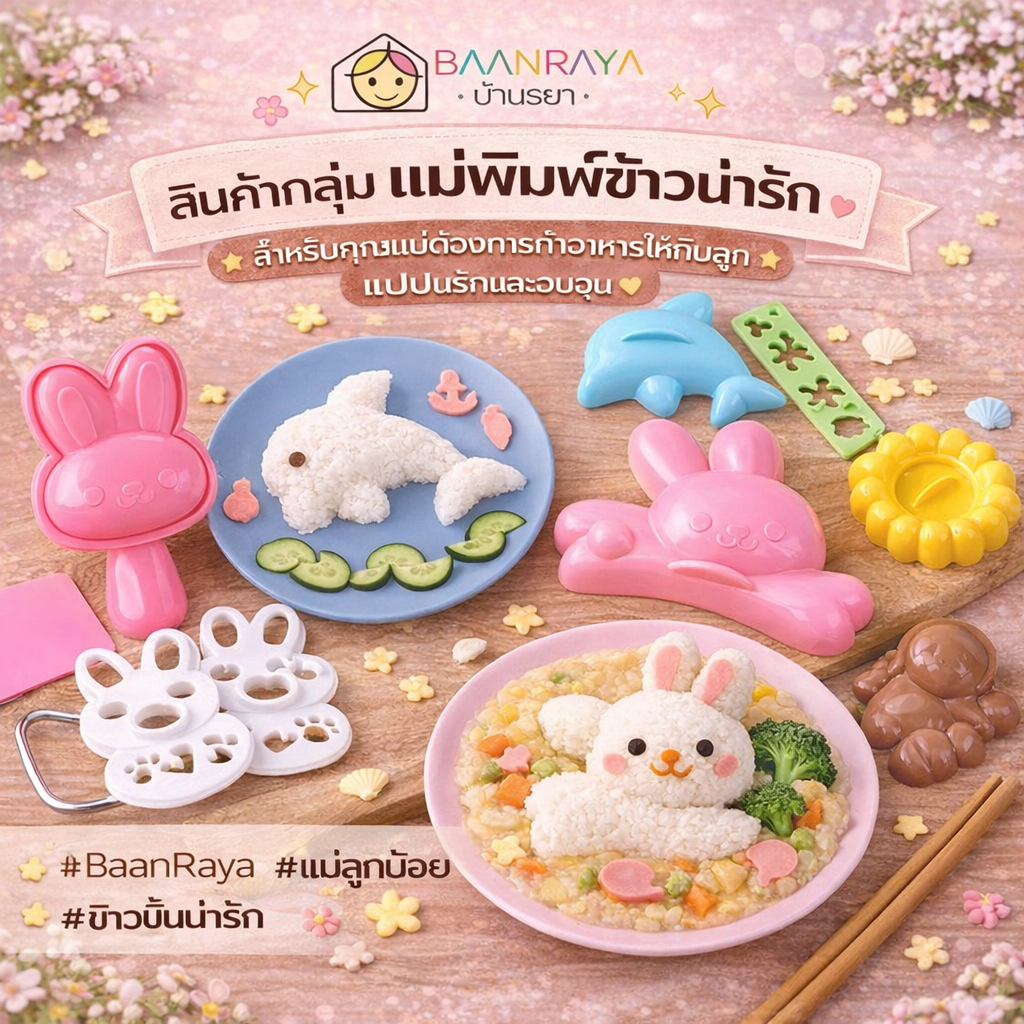แม่พิมพ์ข้าวน่ารัก | ทำข้าว เบนโตะ สำหรับเด็ก Baan Raya