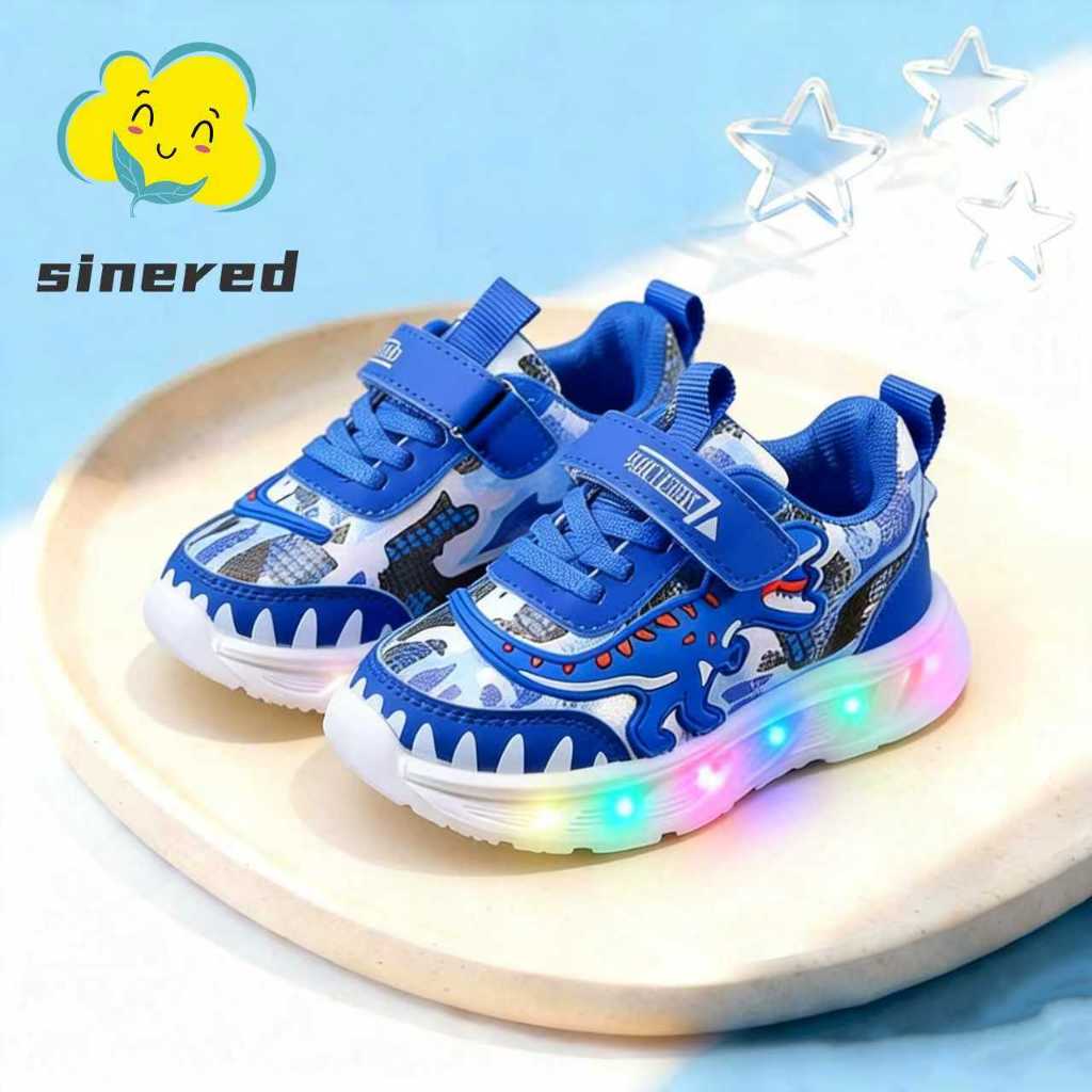 2026 เด็กไดโนเสาร์การ์ตูนเมจิก Velcro เรืองแสงรองเท้าเด็กนุ่มรองเท้าผ้าใบสวมใส่สบาย