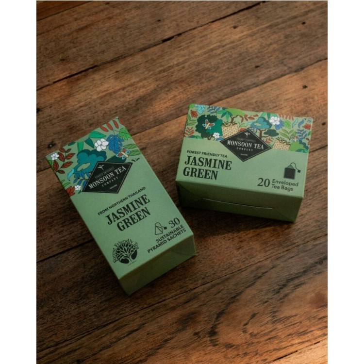 Jasmine Green Tea Bags ชาเขียวกลิ่นมะลิ หอมและกลมกล่อม ในรูปแบบซองและถุงชา