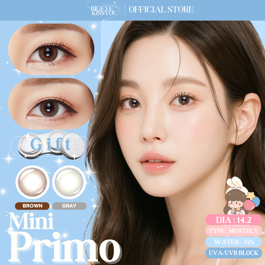 คอนแทคเลนส์(มินิ) Mini Primo Brown / Gray (Kitty Kawaii) ⭐️ลายฮิต ขายดีมาก กรองแสงกันยูวี