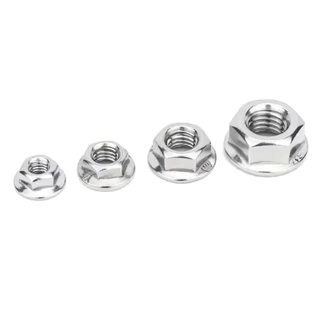 น็อตตัวเมียจานจักร 304 สแตนเลส เกลียวมิลหยาบ M3 M4 M5 M6 M8 M10 M12 DIN6923Stainless Steel Hexagon Serrated Flange Nuts