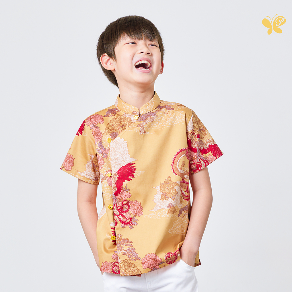 Kids Shanghai Dream Shirt - Mythical Tale เสื้อคอจีนสำหรับเด็ก ใส่ได้ทั้งเด็กชายและเด็กหญิง ผ้าคอตตอน100% กระดุมด้านหน้า - รูปที่ 2