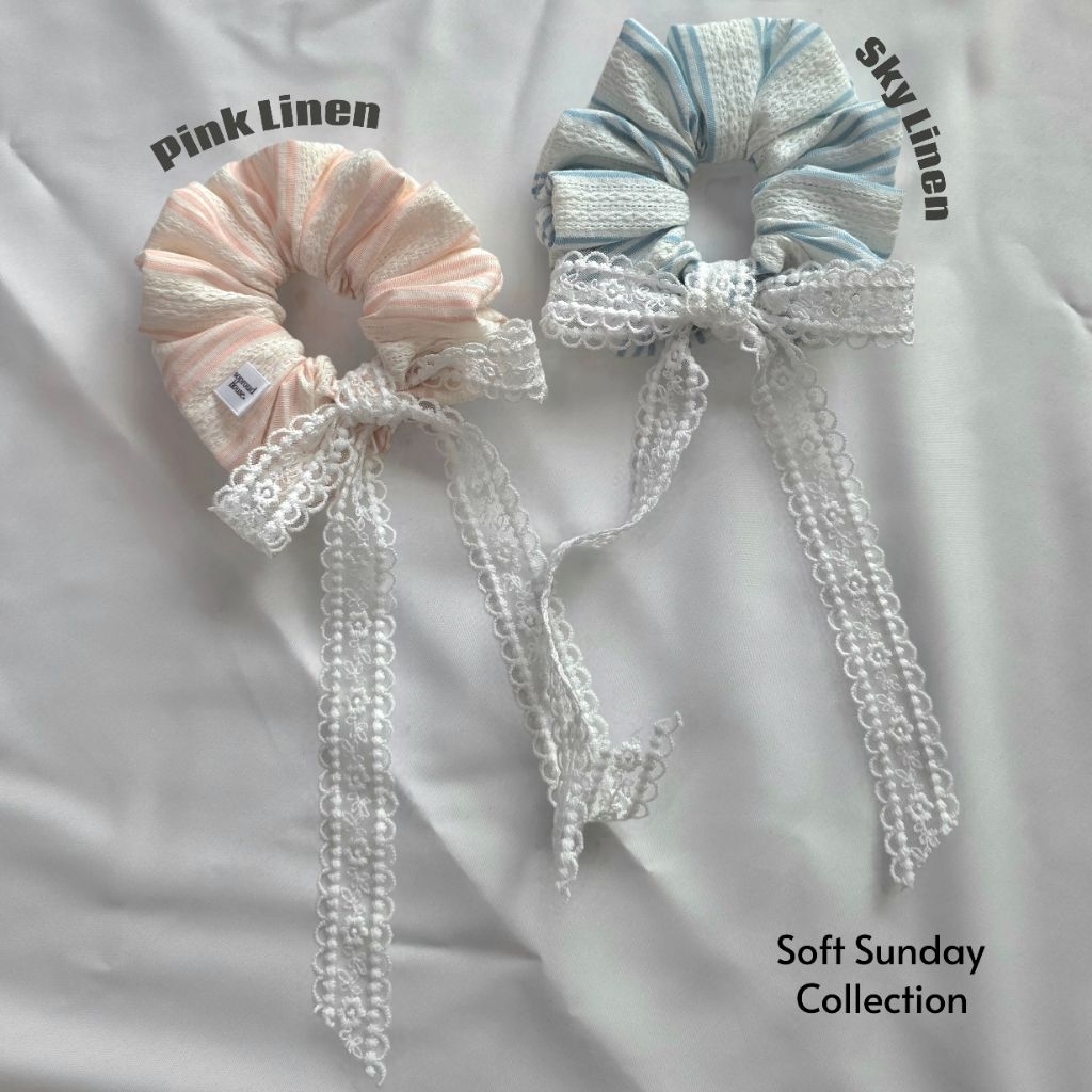 soproud.house สครันชี่ ยางมัดผม ยางรัดผม SoftSunday Collection เพิ่มดีเทลริบบิ้นลูกไม้เพื่อความละมุน