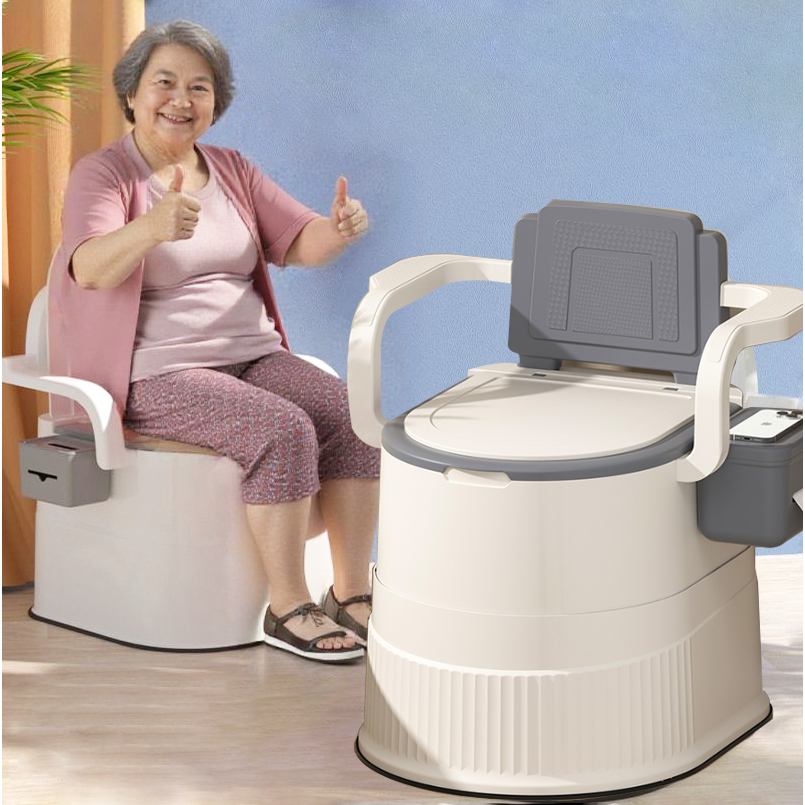 JUYBOS ส้วมเคลื่อนที่  สามารถรับน้ำหนักได้  250 กก ขาว/เทา/ชมพูอ่อน กันลื่น  กันกลิ่นเหม็น กระโถน - รูปที่ 4