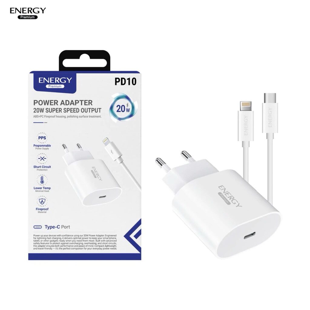 หัว พร้อม สายชาร์จ ชุดชาร์จ HSPD10 พร้อมสาย Type-C และ ip ชาร์จเร็ว PD20W 1 พอร์ต