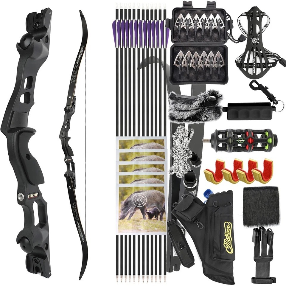 62" ILF American Hunting Bow 7075 Aluminum Riser Gordon Limb Takedown Recurve Bow Set 30-60lbs for A