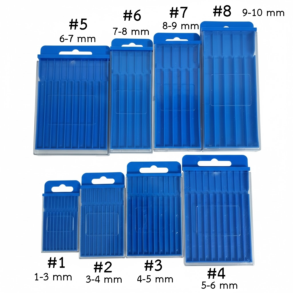 OPP กล่องเก็บดอกสว่าน หน้าใส หลังสีน้ำเงิน เบอร์ 1–8 ใส่ดอก 1–10 มม. ฝาสไลด์