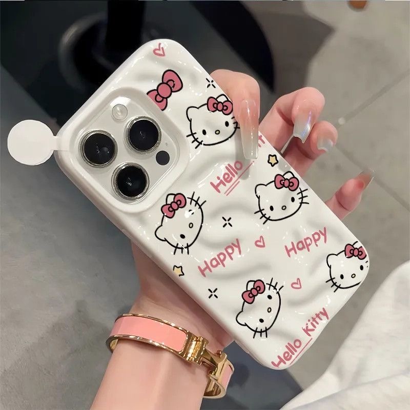 📸 เคสโทรศัพท์Ins Hot Hello Kitty เคสiPhone 17/16/15/14/13/12 ลายเวฟ+เคสเวฟ  เต็มไปด้วยชาร์ม