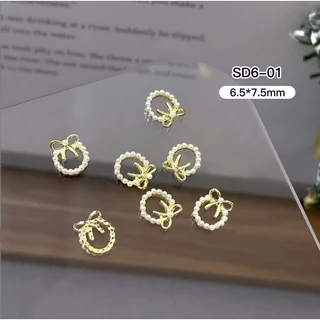 XJ3.[ไซส์จิ๋ว6.5x7.5mm][ถุงละ 10 ตัวต่อสี]อะไหล่ขนาดเล็ก วงกลมโบว์มุกไซส์จิ๋ว งานน่ารักมากกกกก