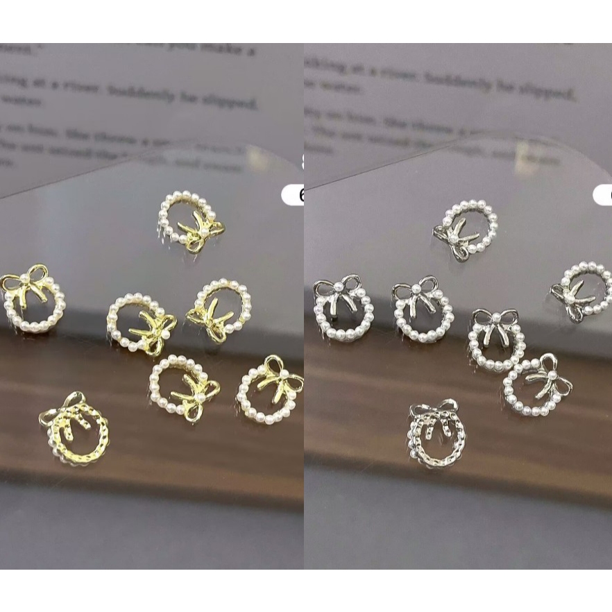 XJ3.[ไซส์จิ๋ว6.5x7.5mm][ถุงละ 10 ตัวต่อสี]อะไหล่ขนาดเล็ก วงกลมโบว์มุกไซส์จิ๋ว งานน่ารักมากกกกก