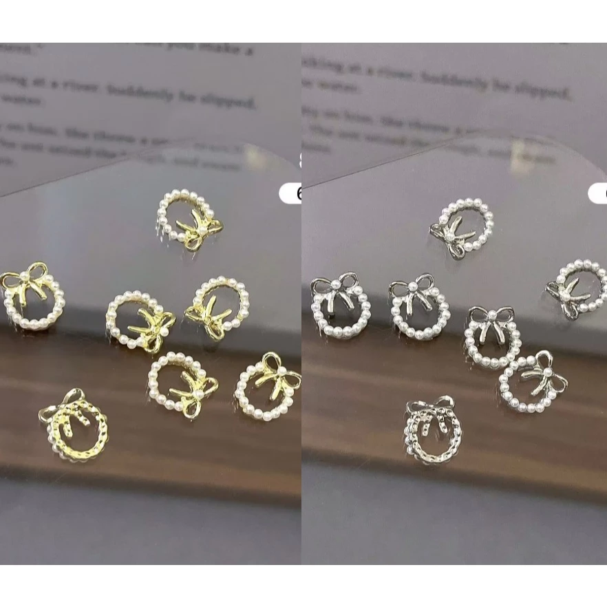 XJ3.[ไซส์จิ๋ว6.5x7.5mm][ถุงละ 10 ตัวต่อสี]อะไหล่ขนาดเล็ก วงกลมโบว์มุกไซส์จิ๋ว งานน่ารักมากกกกก