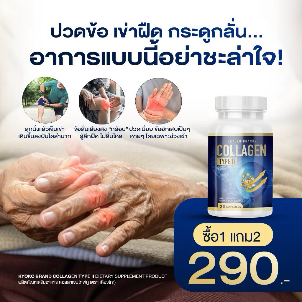 (1 แถม 2 ) KYOKO COLLAGEN TYPE ll•เคียวโกะ คอลลาเจน บำรุงกระดูก ข้อเข่า ราคา ถูกที่สุด ดีลบีเคเค แกลเลอรีภาพที่ 7
