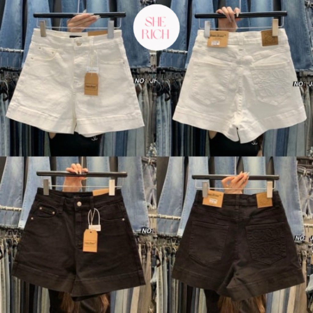 💖ส่งด่วน💖 Major Made - Jeans House กางเกงยีนส์ขาสั้นเอวสูงผ้ายืดสีดำ JH3006A# JH3006B SHERICH