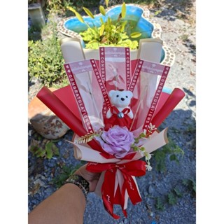 ช่อดอกไม้ใส่เงินได้ ช่อหมี ใส่ 3 ใบตัวเปล่า สูงประมาณ 35-40 …