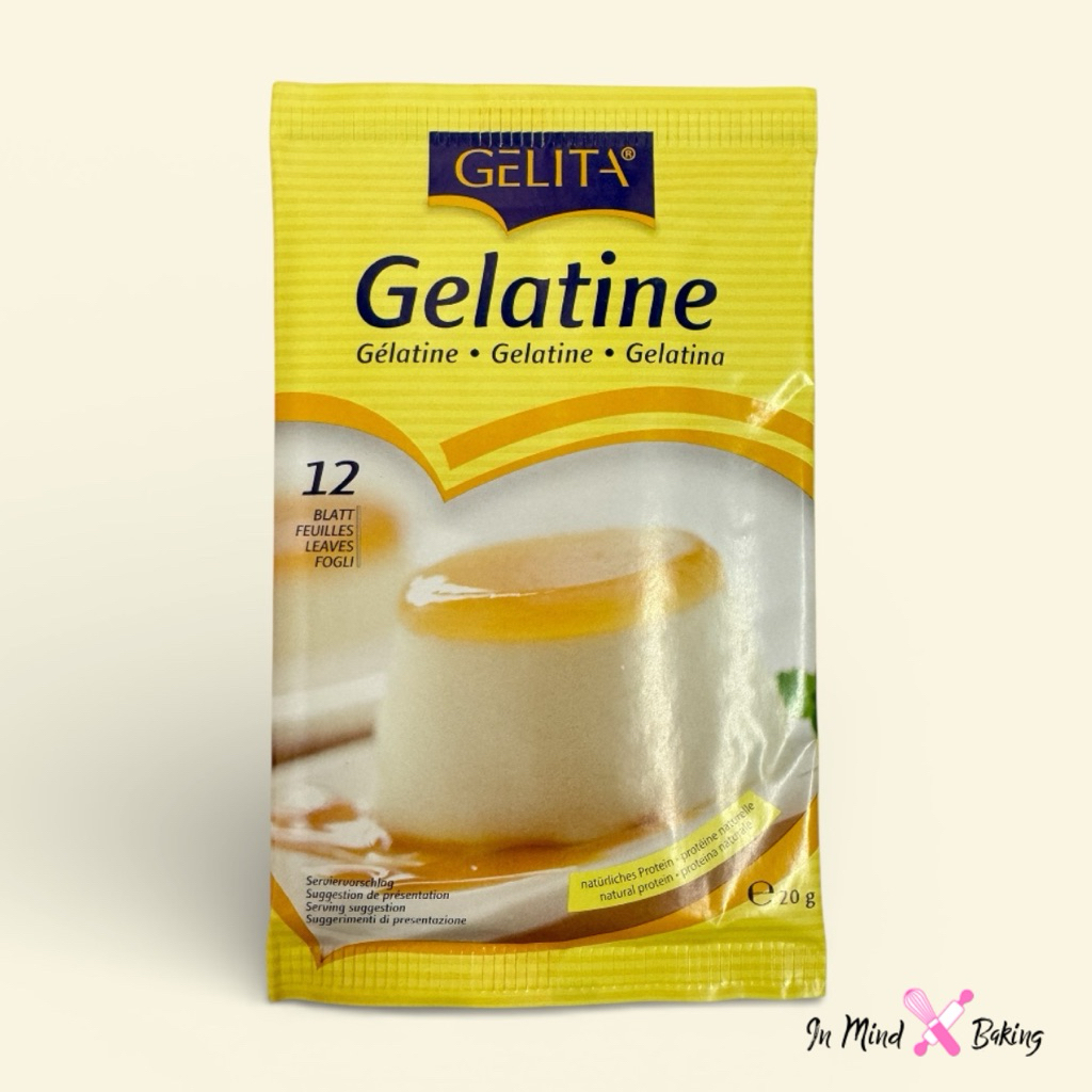 (12แผ่น) เจลาติน ชนิดแผ่น ตราเจลิต้า 20 กรัม  Gelita Gelatine leaves 20 g.
