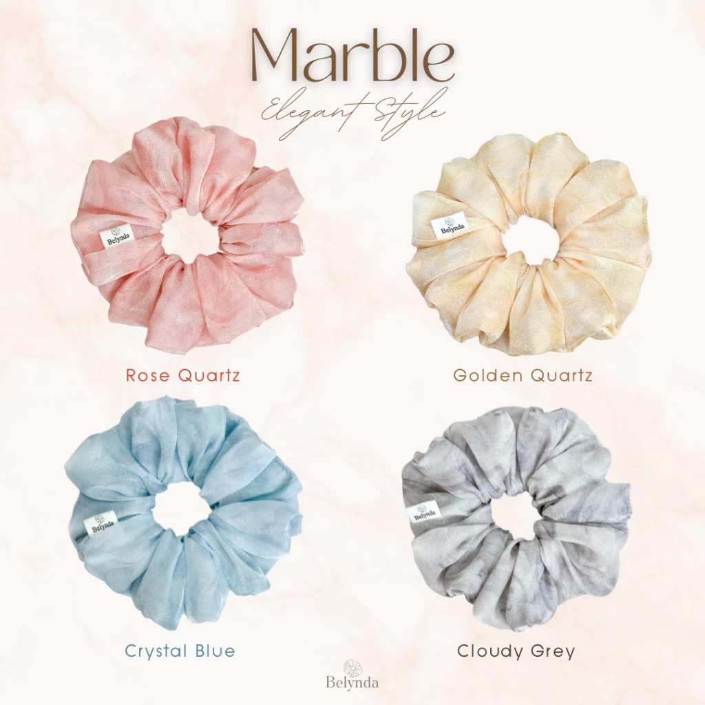 Belynda ♥ Scrunchies ♥ Marble ♥ ยางรัดผมโดนัท ผ้าชีฟองลายหินอ่อน
