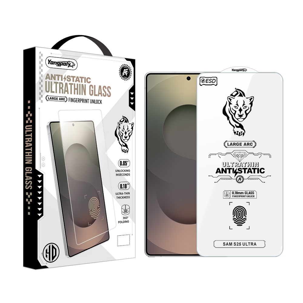 ฟิล์มกระจกใสไม่มีขอบเต็มจอโค้ง 0.18MM สำหรับ SamsungS24UltraS25Ultra HD privacy ปลดล็อคลายนิ้วมือ